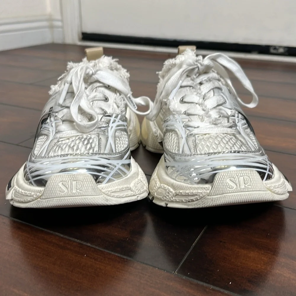 SMILEREPUBLIC Skyline Silver Mesh Chunky Sneakers Dirty size EU 40 US Women 9.5 - Picture 7 of 16